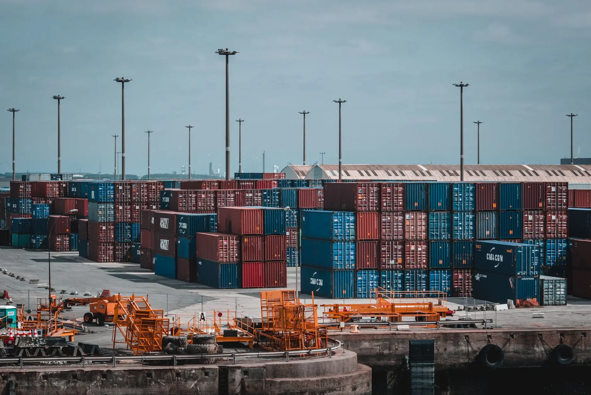Container yard at a busy port